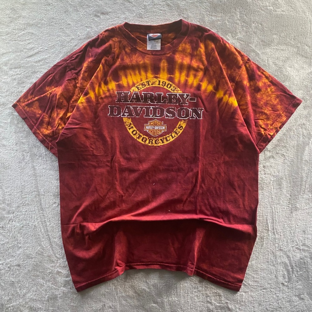 Harley-Davidson Hillbilly Gatlinburg TN Tie Dye T-Shirt Mens XL Burgundy Orange